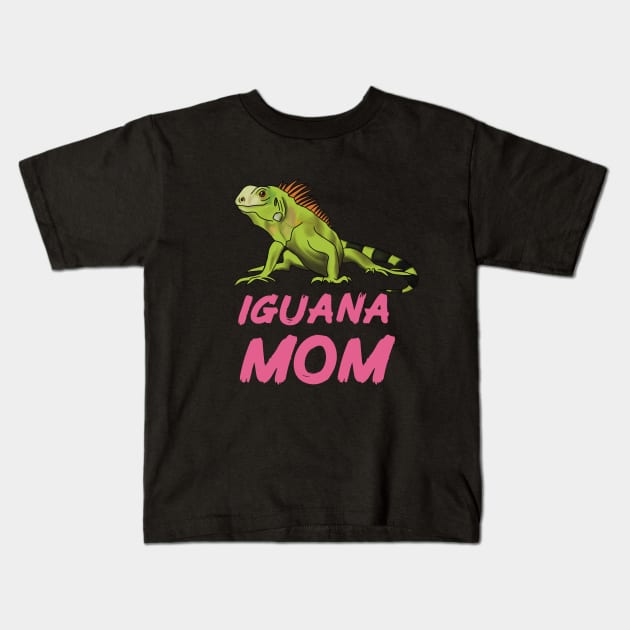 Iguana Mom for Iguana Lovers, Pink Kids T-Shirt by Mochi Merch